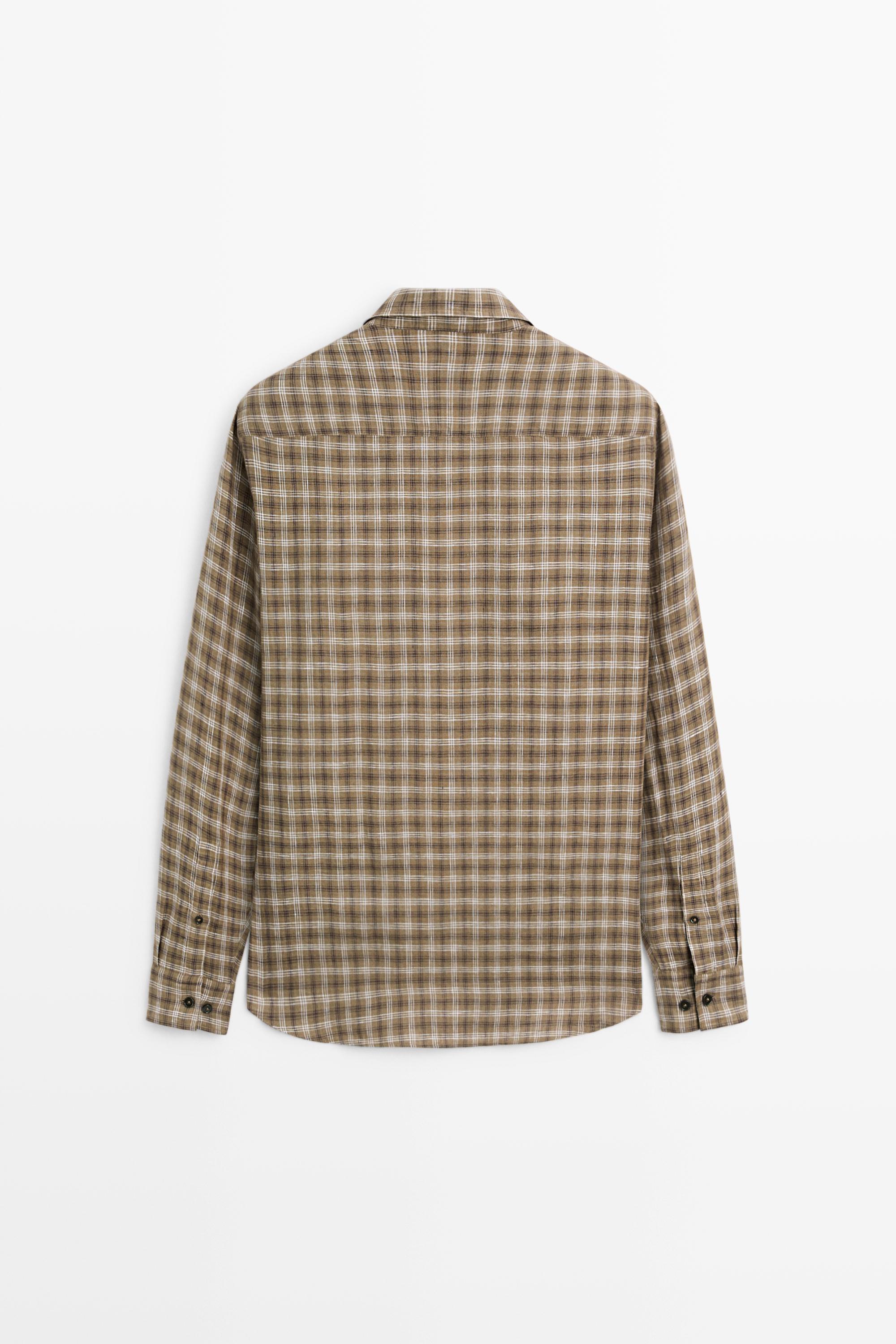 Chemise à carreaux regular fit 100 % lin